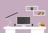 Creative office desktop workspace. vector mock up