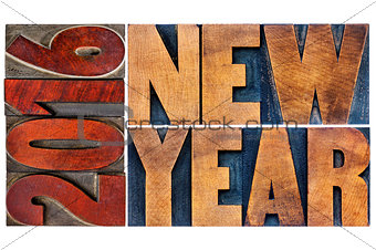2016 New Year  in wood type