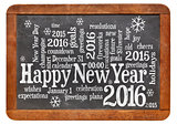 Happy New Year 2016 on blackboard