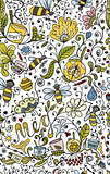 Abstract floral pattern with bees, sketch for your design