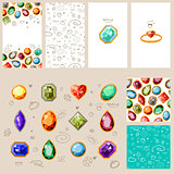 Templates with gem stones and jewelry.