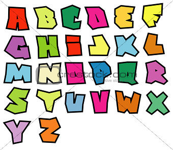 graffiti readable fonts alphabet over white in multiple color
