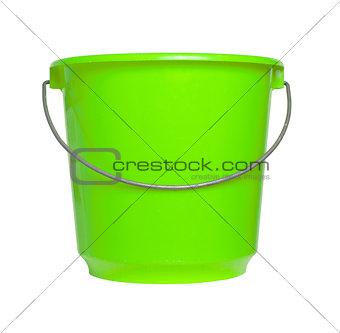 Single green bucket isolated
