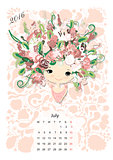 Calendar 2016,july month. Season girls design