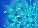 Abstract vector fractal resembling a flower  with drops of dew on a web. EPS10 vector illustration
