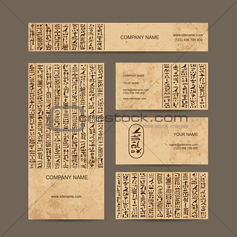 Egypt hieroglyphs, business cards for your design