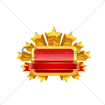 Red frame and gold stars. Vector