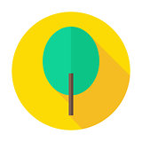 Flat Nature Tree Circle Icon with Long Shadow