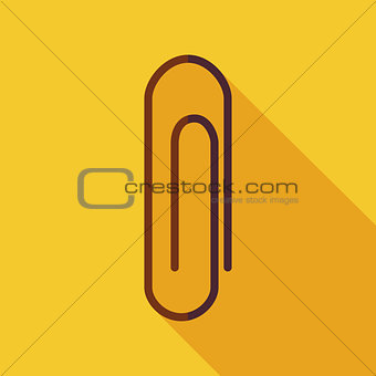 Flat Paper Clip Illustration with long Shadow