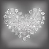Vector Heart Made of Snowflakes