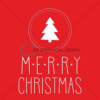 Holidays vector card with Merry Christmas wish on red background