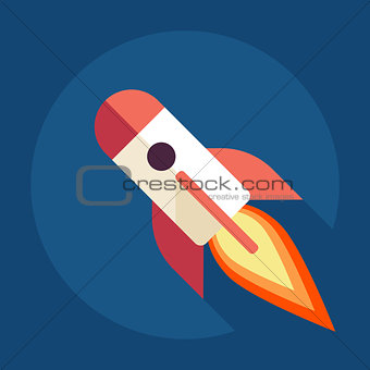 Space Roket Ship Sky Icon Trendy Modern Flat Design