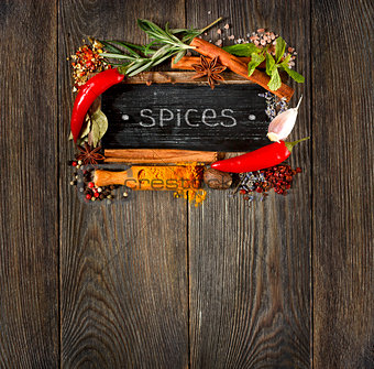 Colorful spices and herbs..