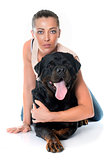 young woman and rottweiler