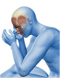 3D male figure with head pain