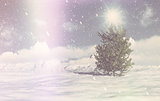Retro 3D Christmas winter scene
