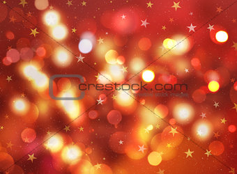 Christmas stars and bokeh lights background