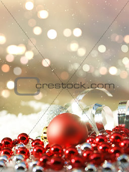 Christmas decorations on bokeh lights
