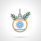 Christmas bauble color line vector icon