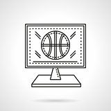 Basketball online flat line vector icon