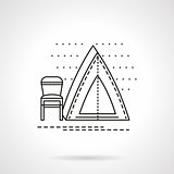 Camping tent flat line vector icon