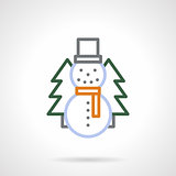 Snowman color line vector icon
