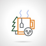 Winter holidays tea color line vector icon