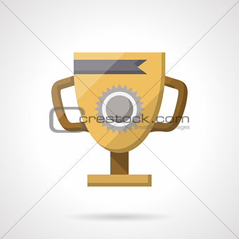 Golden winner cup flat color vector icon