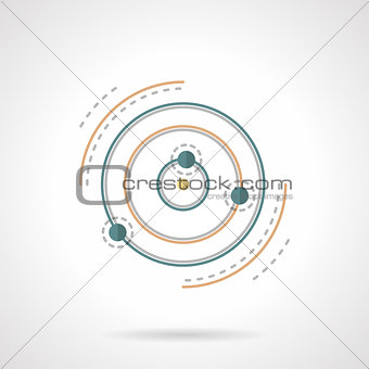 Planet and satellites abstract flat vector icon