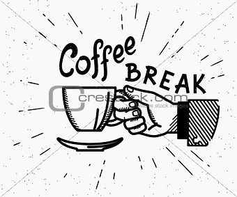 Retro coffee break crafted illustration