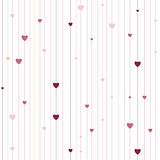 Vector stripped geometric seamless pattern with hearts