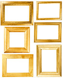 Collection of wooden frames painted wirh gold