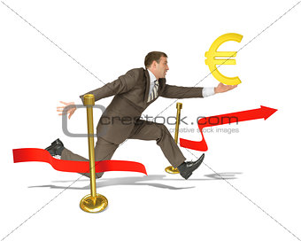 Businessman with euro sign finishing