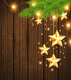 Christmas background with golden stars 