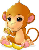 beautiful monkey that holds bananas
