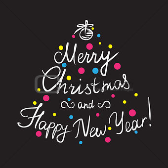 Merry Christmas and happy new year handmade lettering inscription