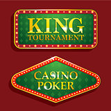 Golden Casino banners isolated on red background