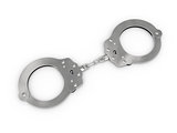 Handcuffs disposed by diagonal on white