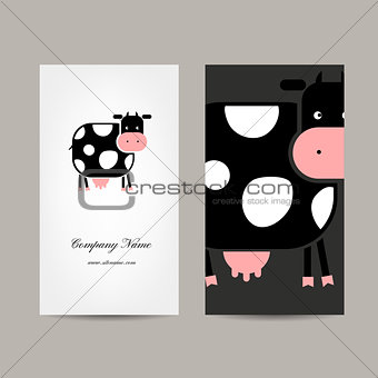 Business cards design with funny cow