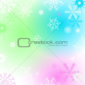 Colorful Christmas frame with snowflakes