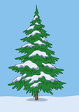 Christmas tree, snow and sky