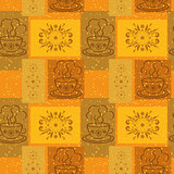 Seamless background, cups and floral pattern