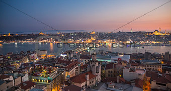 Golden horn of Istanbul at night