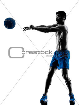 man exercising fitness weights silhouette