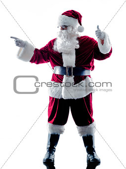 santa claus showing pointing silhouette isolated