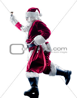 santa claus Running  silhouette isolated