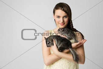 Girl with chinchillas