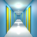 Corridor with closed doors
