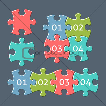 Jigsaw puzzle pieces with numbers