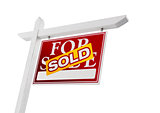 Red Sold For Sale Real Estate Sign on White